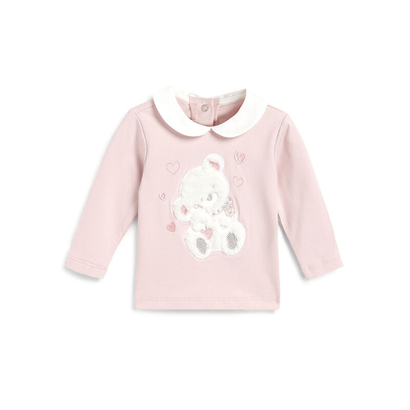 Girls Light Pink Embellished Long Sleeve T-Shirt image number 0